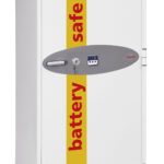 Phoenix Safe Battery Commander BS1932K fire safe for lithium-ion battery storage. Secured by key lock.