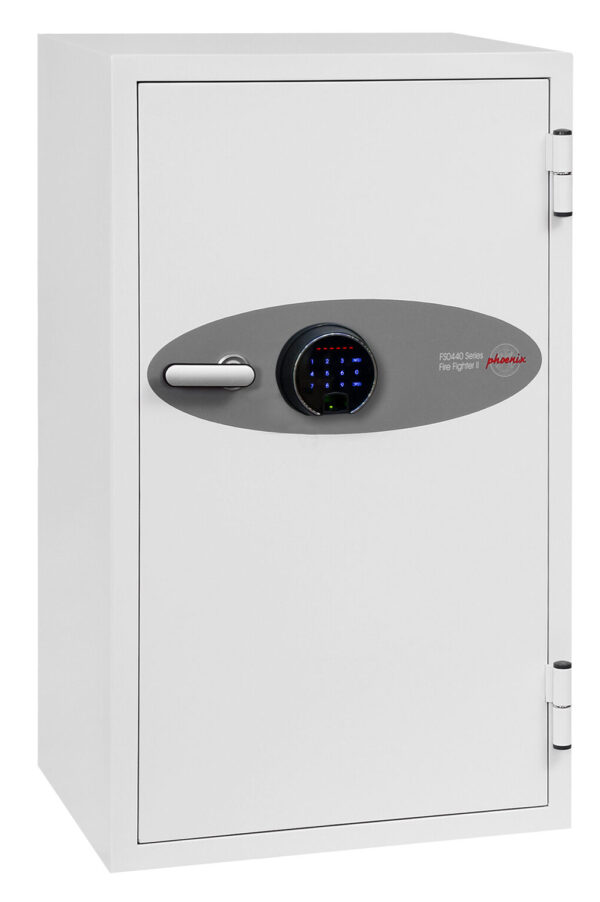Phoenix Safe Fire Fighter FS0444F fire safe with touchscreen and fingerprint lock.