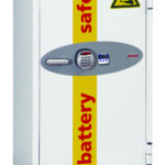 The Phoenix Safe Battery Commander BS1931E is a fire safe for storage and charging of lithium-ion batteries. Built with a thermal internal temperature monitor with external temperature display. It has ventilation ducts protected by a thermal fuse which triggers at 75 degrees C to seal the safe, should an internal or external fire be detected. The BS1831E comes with a high security electronic code lock.