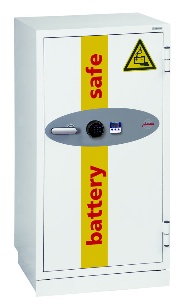Battery Commander BS1931F fire safe for lithium-ion batteries. Fitted with Touchscreen Fingerprint lock.