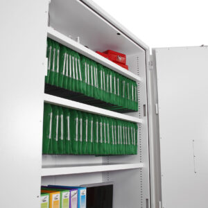 FireCommandershelves capable of lateral file storage.