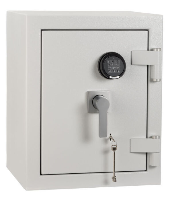 De Raat DRS Prisma Grade 4 size 1ke cash safe is a quality euro grade 4, £60,000 rated security safe. with key and electronic locks. Ideal low cost retailer safe and commercial safe.