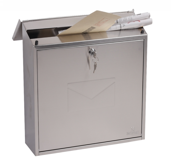 Phoenix Safe MB0111KS top opening letter box in stainless steel.