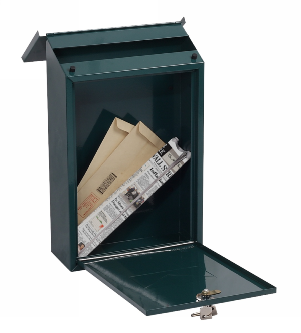 Phoenix Safe MB0117KG End of range letter box in Green. Shown with top and door open