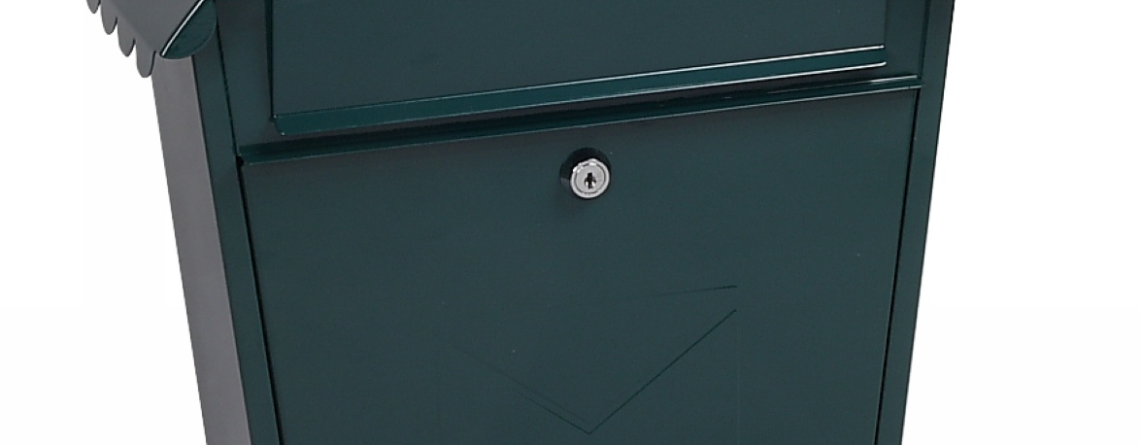 Phoenix Safe MB0117KG end of range front loading letterbox with key lock.