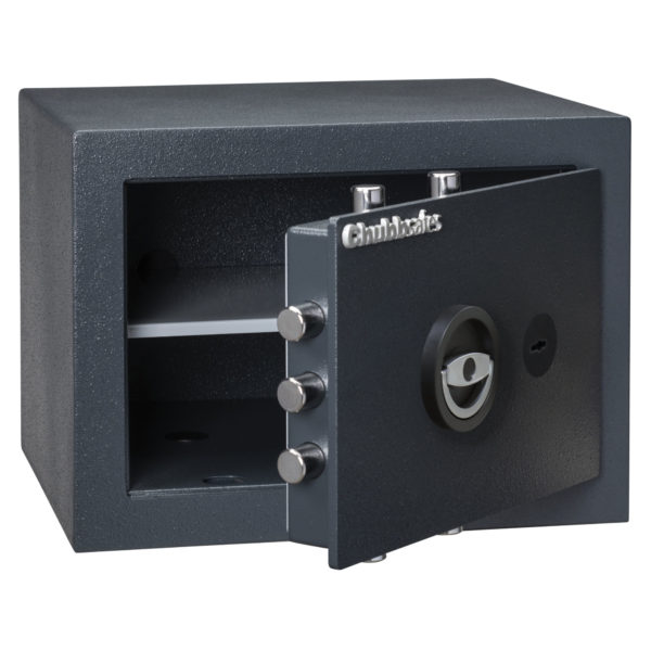 Chubbsafes zeta grade 0 size 25k security safe with door open showing 3 way locking bolts.