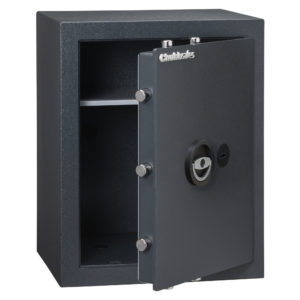 Chubbsafes zeta grade 0 size 50k security safe for the home with door open showing 3 way locking bolts.