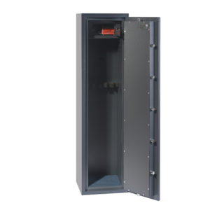 Rigel Gun safe GS8021K/E Shown with door open and ammo storage box open.