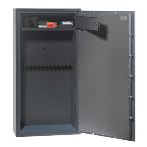 Rigel GS8025k/e gun cabinet with lifetime after the fire replacement warranty.