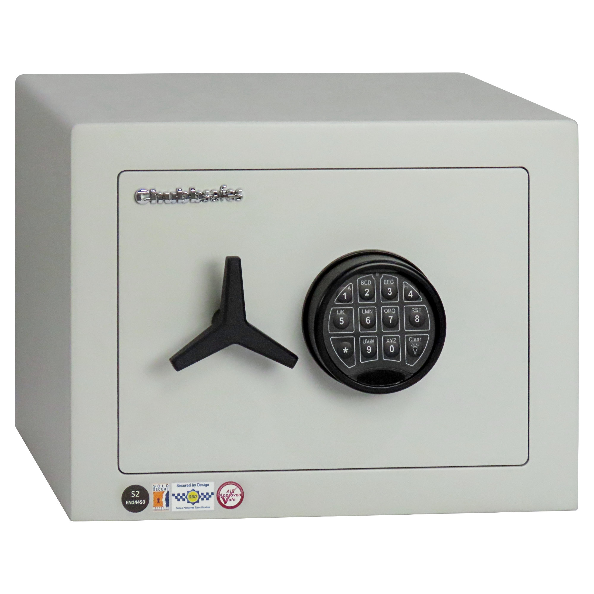 The Chubbsafes HomeVault S2 25EL is a £4000 rated security safe for the home or office safe. It features internal hinges and is secured by an electronic code lock, that has illumination and a low battery warning. The keypad is tactile and uses a 6 digit code. On correct code input, its morotised bolts are heard. This allows you to open the safe door, by turning its metal propellor shaped hande.