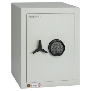 The Chubbsafes HomeVault S2 55EL is a £4000 rated security safe for the home or office safe that comes with a motorised electronic code lock and propeller style handle that opens its secure bolt work. The safe is approved by the insurance and certified,sold secure. silver and
