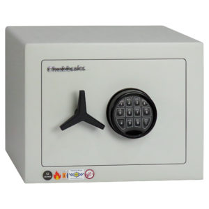This Chubbsafes HomeVault S2 Plus 25EL is a £4000 rated security safe that makes a great safe for the home, business safe or office safe. The size of the safe externally is 295mm by385mm by 325mm, colour is a creamy white. Its electronic lock has tactile buttons.