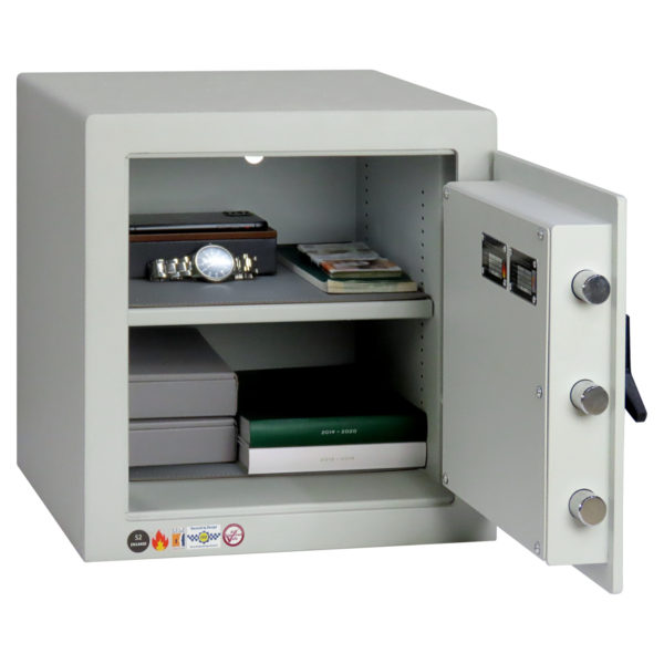 The Chubbsafes Homevault S2 Plus 40KL is a popular sized safe for the home. It features 1 shelf and rechargeable light to enable seeing the contents in a darkened location, key retaining lock when opened and provision for both base and rear fixing.
