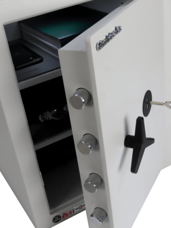 The Chubbsafes HomeVault S2 Plus 55KL is a superior built safe with super strong bolts to secure its key retaining key lock.