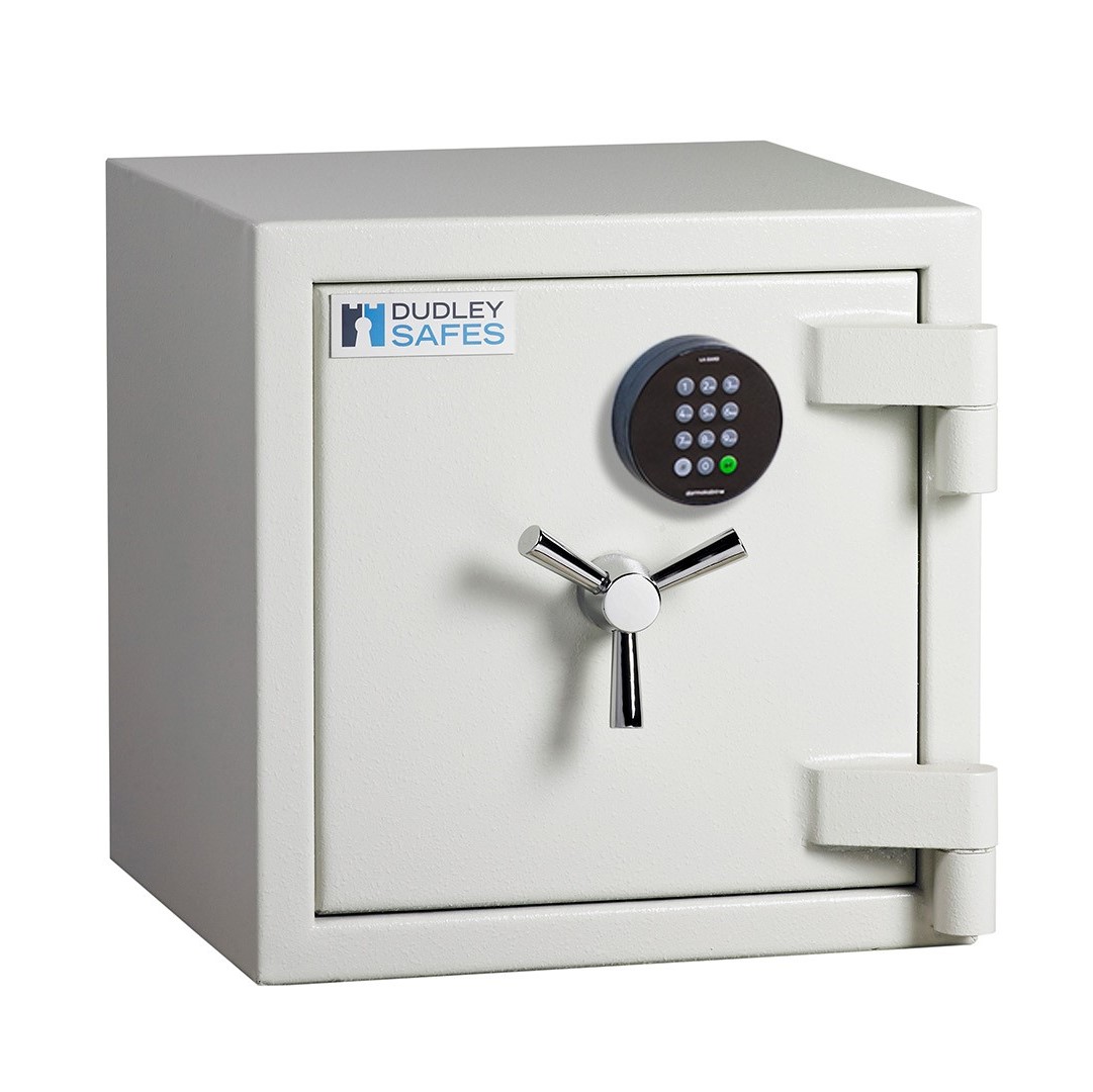 The Dudley Europa EUR2-0E is a euro grade 2, hand built, heavy dutysafe that will last for many years. Perfect as a security safe for the home, office safe and commercial safe. Smallest in the range, it will be the most popular for those being told they have to buy one!! This comes with a top quality electronic code lock, and is also available with a key lock or even a mechanical dial lock.
