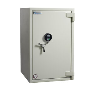 The Dudley Europa EUR2-05E is a euro grade 2 high security commercial safe, office safe or even a safe for the home. This is a fire safe too, to protect documents and paper records. It is heavy duty, hand build and one of the better quality safe to rival the very best brands. Standing just over1m tall, its got bags of storage for cash and valuables. Fitted with an electronic code lock, you have options using alternative locks. Oh and it can be made into a deposit safe too!!