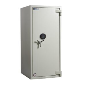 The Dudley Europa EUR3-06e is a large euro grade 3 high security commercial safe that can be used as an office safe or indeed, a security safe for the home. With unrivalled heavy duty quality, this safe will last for years. Supplied with an electronic code lock. its available in key, mechanical combination and electronic multi user auditable code lock, or a mixture or two locks of your choice.