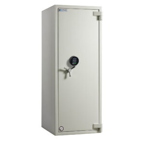 The Dudley Europa EUR2-07e is a heavy duty, hand built, euro grade 2, security safe. Perfectlysizes for a jewellers safe, commercial safe for storing cash, valuables, and stock. This is the largest in the range at just under 1700mm tall AND it offers 45 minutes fire protection for documents. Its top quality and will last years. Furnished with a high quality electronic code lock, it is also available with key lock , mechanical dial lock, multi use code lock with audit trail or, can be made with twin locks or locks of your choosing.