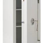 De Raat Prisma Grade 2 size 4k. £17,500 cash rated, with door ajar. Ideal office safe with high security key lock.