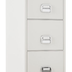 The De Raat Protector SF0680-3DK is a 3 drawer fire resistant filing cabinet. It is a good fire filer with a 90 minute protection for paper records. This comes with a good quality key lock with 2 keys.