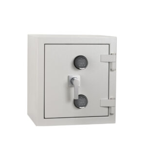 The DeRaat Prisma Euro Grade 5 size 0ee is a euro grade 4 commercial safe, office safe and retail safe thatcomes with a removable shelf and two electronic code locks.