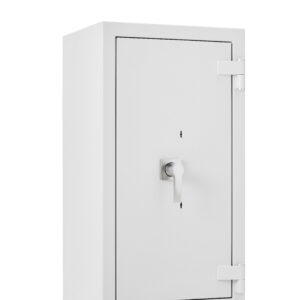 The De Raat Prisma Grade 4 size 4KK is a euro grade 5 popular jewellers safe, commercial safe and a possible safe for the home, for those needing high risk protection. This security safe carries the LPS 30P fire certification for paper records. Its Ais insurance approved and meets the Police preferred specification. Fitted with TWO high security double bitted key locks