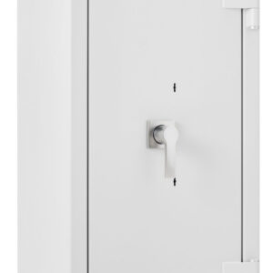 The De Raat Prisma Grade 5 size 4KK is a euro grade 5 popular jewellers safe, commercial safe and a possible safe for the home, for those needing high risk protection. This security safe carries the LPS 30P fire certification for paper records. Its Ais insurance approved and meets the Police preferred specification. Fitted with TWO high security double bitted key locks