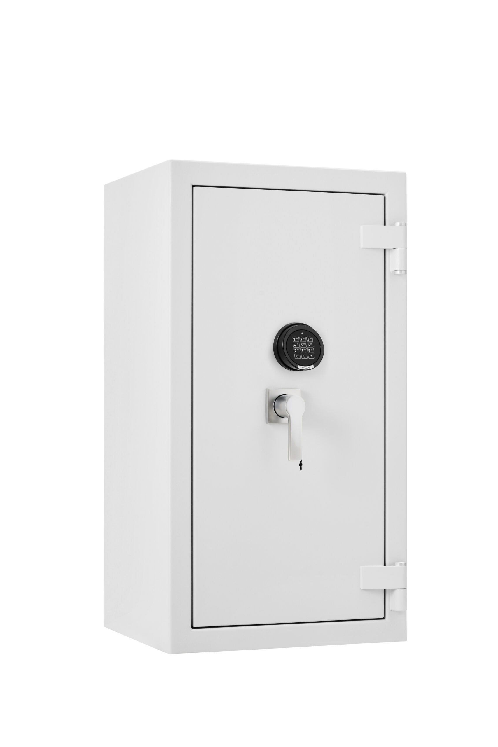 The De Raat Prisma Grade 5 size 3ke is a high security euro grade 5 safe. You can hold £100,000 of cash or up to £1m in jewellery/valuables. This is an AIS insurance approved safe that comes with 2 shelves. Its fire resistance is certified LFS30 for 30 minutes and it is prepared for base fixing with its supplied bolts. The safe comes dual locking by means of a high security key lock and electronic combination code lock.