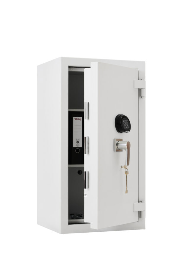 The De Raat Prisma grade 4 size 3keisa euro grade 4, £60,000 rated safe for the home, retail safe and commercial safe that has a 30 minute fire certification, 2 shelves and fitted with dual locking. This has a high security key lock and electronic lock. Its also available with 2 electronic locks or twin key locks.