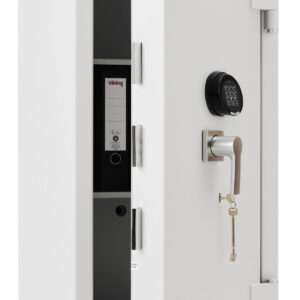 The De Raat Prisma grade 4 size 3ke is a euro grade 4, £60,000 rated safe for the home, retail safe and commercial safe that has a 30 minute fire certification, 2 shelves and fitted with dual locking. This has a high security key lock and electronic lock. Its also available with 2 electronic locks or twin key locks.