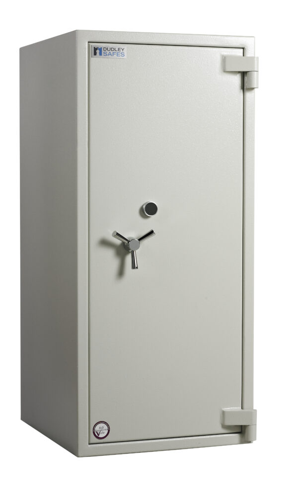 The Dudley Europa Grade 3 size 6 isa euro grade 3, £35,000 cash rated commercial safe, office safe and high end security safe for the home. Bags of space with its 335 litre capacity and 2 height adjustable shelves. It is 1402 mm tall. This comes fitted with a high security double bitted key lock. It is also available with an electronic code lock and options to make twin locking to suit your needs.