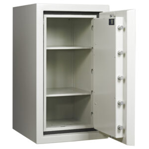 Dudley Europa grade 4 size 3e £60,000 rated commercial safe and security safe for the home with twin electronic code locks. Shown with door open