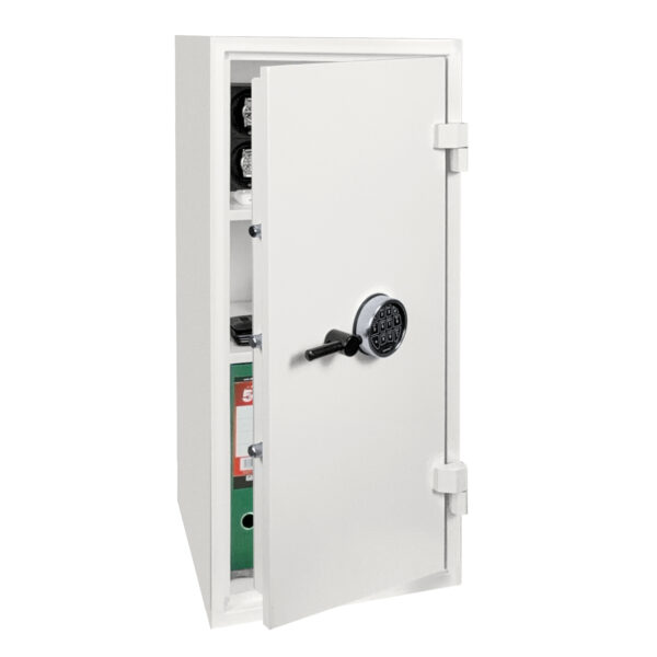 The Phoenix Safe SS01450 Series SS1455E is a large £4000 rated security safe for the home or office safe. GDPR compliant and supplied with 2 shelves and ahigh security electronic code lock.