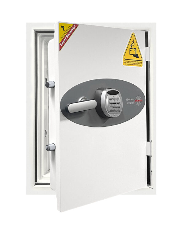 The Phoenix Safe BS0440 Series Battery Fighter BS0441E is a £2000 cash rated fire safe for the office that comes with power points to safely charge lithium ion batteries. Supplied with an advanced electronic code lock.