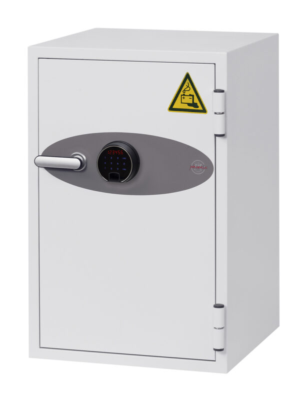 The Phoenix Safe BS0440 Series Battery Fighter BS0442F is a £2500 cash rated fire safe for paper and designed to charge lithium ion batteries. Fitted with a touchscreen advanced keypad and fingerprint lock.