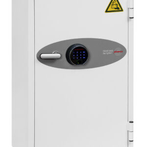 The BS0440 Series Battery Fighter BS0444F is a £2500 cash rated fire safe for paper records. It also comes with power points to charge lithium ion batteries safely. Fitted with 3shelves and secured by a touchscreen keypad and fingerprint lock.