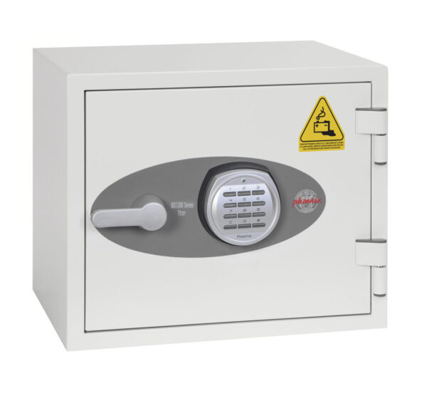 The Battery Titan BS1280 Series, BS1281E is a fire safe for the home. It is a £2000 cash rated safe for up to £20,000 of jewellery. It is designed to allow you to charge lithium ion batteries. Secured with an advanced high security electronic code lock.
