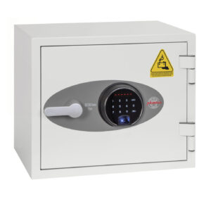 The BS1280 Series Battery Titan BS1281F is a £2000 rated safe for charging lithium ion batteries. This comes with a touchscreen keypad with led display and a fingerprint lock.