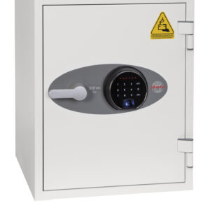 Phoenix BS1280 Series Battery Titan BS1283F. This is a fire safe with power points to charge lithium ion batteries. Fitted with a touchscreen led code lock and alternative fingerprint scanner.