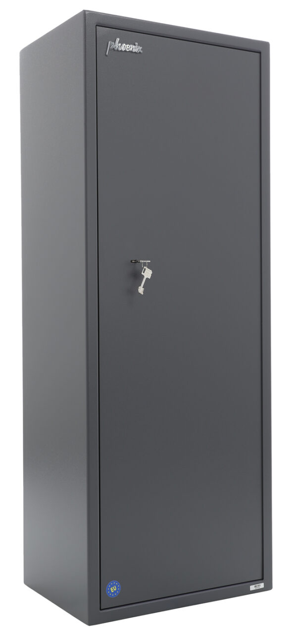 The Phoenix Safe Tucana Pro gun safe, GS8031K is a 5 gun capacity, gun cabinet. Fitted with high density foam dividers to protect your guns. This comes with ahigh security VdS key lock with 2 keys.