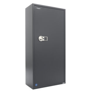 Phoenix Safe Tucana Pro GS8032E for 8 guns. Fitted with ammo box and shelves for cleaning/miscellaneous items. Electronic code lock secures.