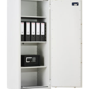 Shown with its door wide open, the De Raat Prisma Grade 1 size 6 offers great storage in this euro grade 1 security safe.