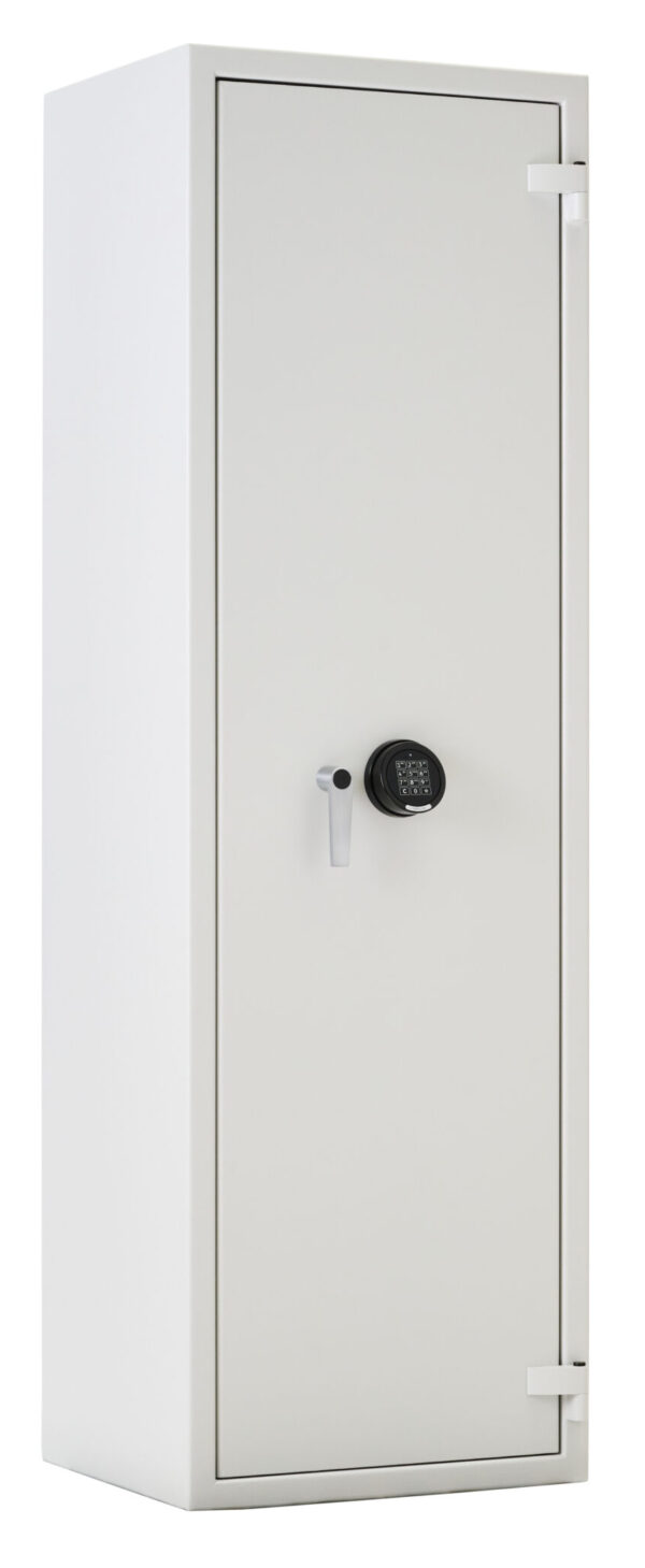 The De Raat Prisma Grade 1 size 8e is a large euro grade 1 security safe with 4 adjustable shelves. Perfect for a safe for the home or commercial security safe. This comes with a reliable electronic code lock.