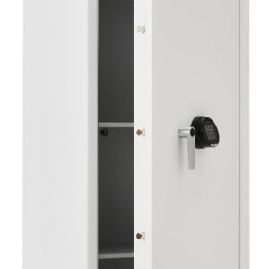 De Raat Prisma Grade 2 size 6k security safe with door open. Its a Euro Grade 2 commercial safe or office safe with digital lock.