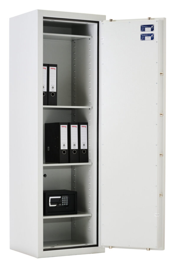 The De Raat Prisma Grade 3 size 7, shown open with suggested storage. Available in both Electronic locking or key locking.