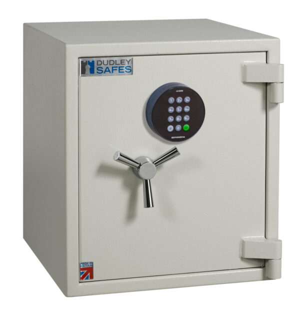 This ia s Dudley Europa Euro grade 0 size 2.5e. Its an ideal shop safe for the retailer or a safe for the home. Fitted with a high quality durable electronic code lock.