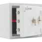 Mercury Home HS2011K safe with door open. It features a 3 spoke, easy grip and turn handle.