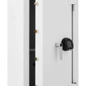 Prisma Grade 3 size 4e with door opened, shows securing bolts. This is a high security security safe