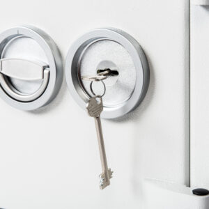 De Raat Prisma Grade 0 key lock with flush D handle operation.