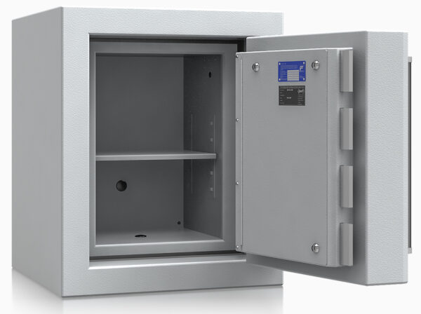 The all new De Raat Prisma Grade 6 size 0 is a safe to store £150,000 in cash, or upto£1.5 m of jewellery. Shown open with superior bolt work and hidden security devices to protect your cash and valuables.